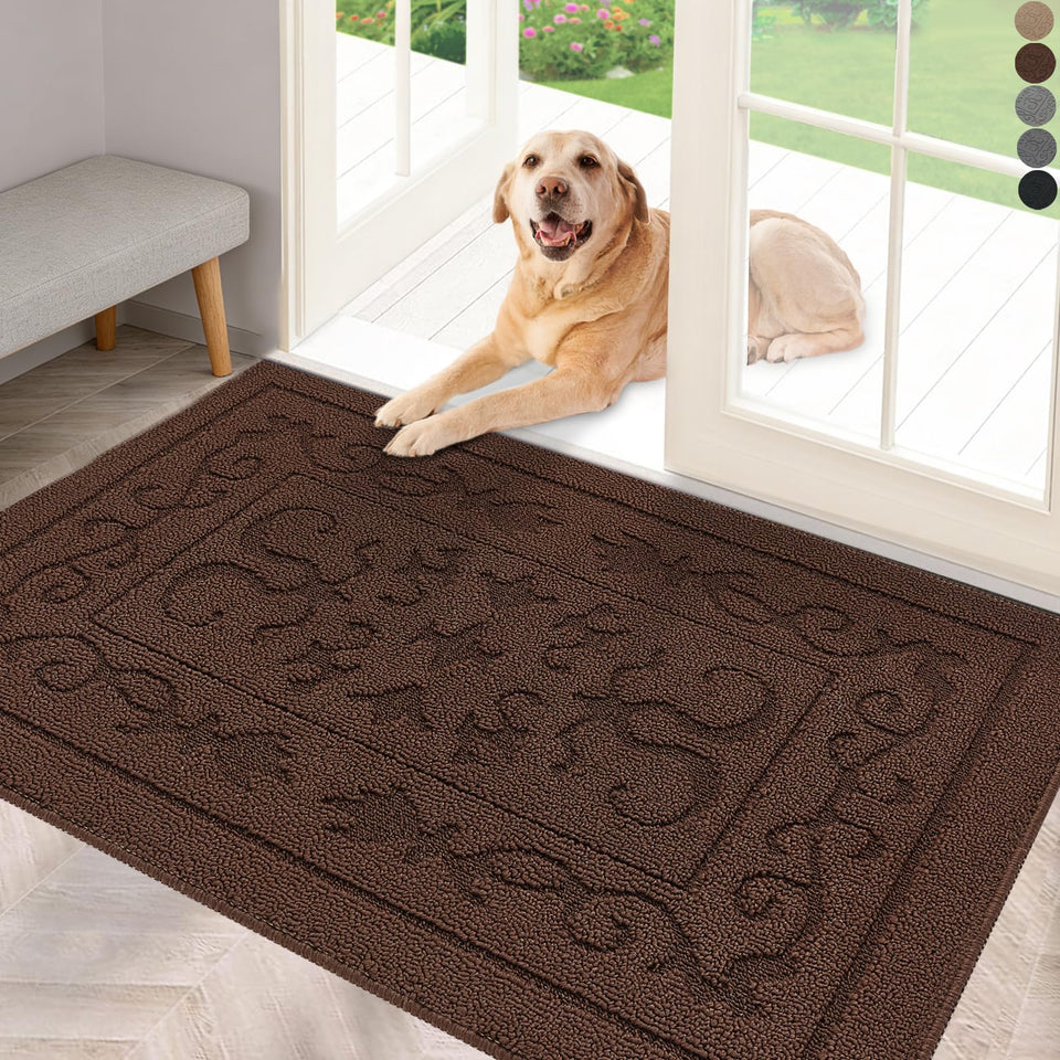 FONEYI 24x36 indoor door mat front view with non-slip backing for safe entry.