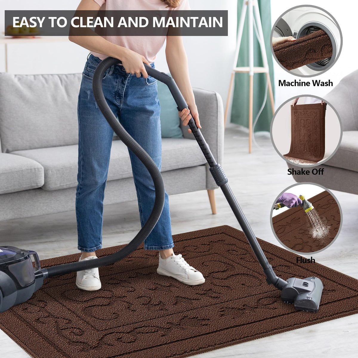 FONEYI washable mat being machine washed for easy maintenance.