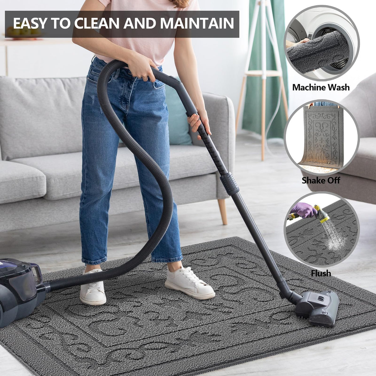 FONEYI washable interior mat for easy cleaning in busy homes