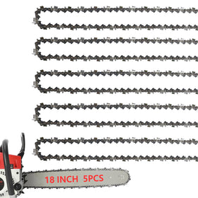 FONLOYEN 5-Pack 18-inch chain with 3/8 LP pitch for versatile cutting.