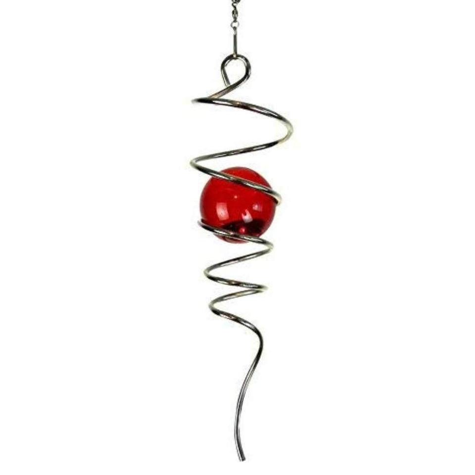 FONMY gazing-ball with stainless steel spiral tail adds dynamic decor outdoors.
