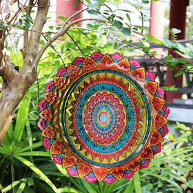 FONMY wind spinner epoxy coating detail highlighting rust resistance and vivid colors year round.