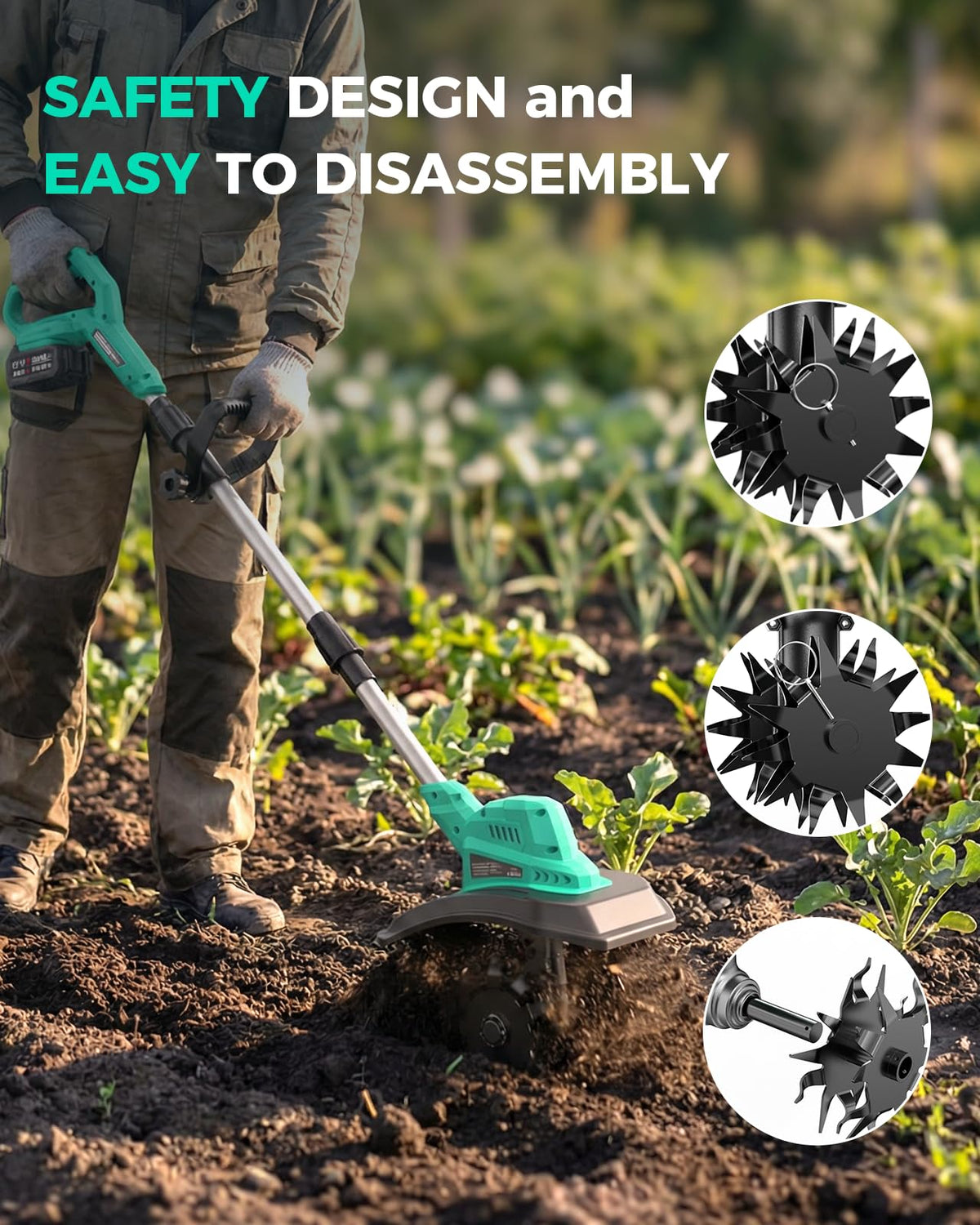 FONXLIT 48-tines head tackles weeds and aerates soil effectively