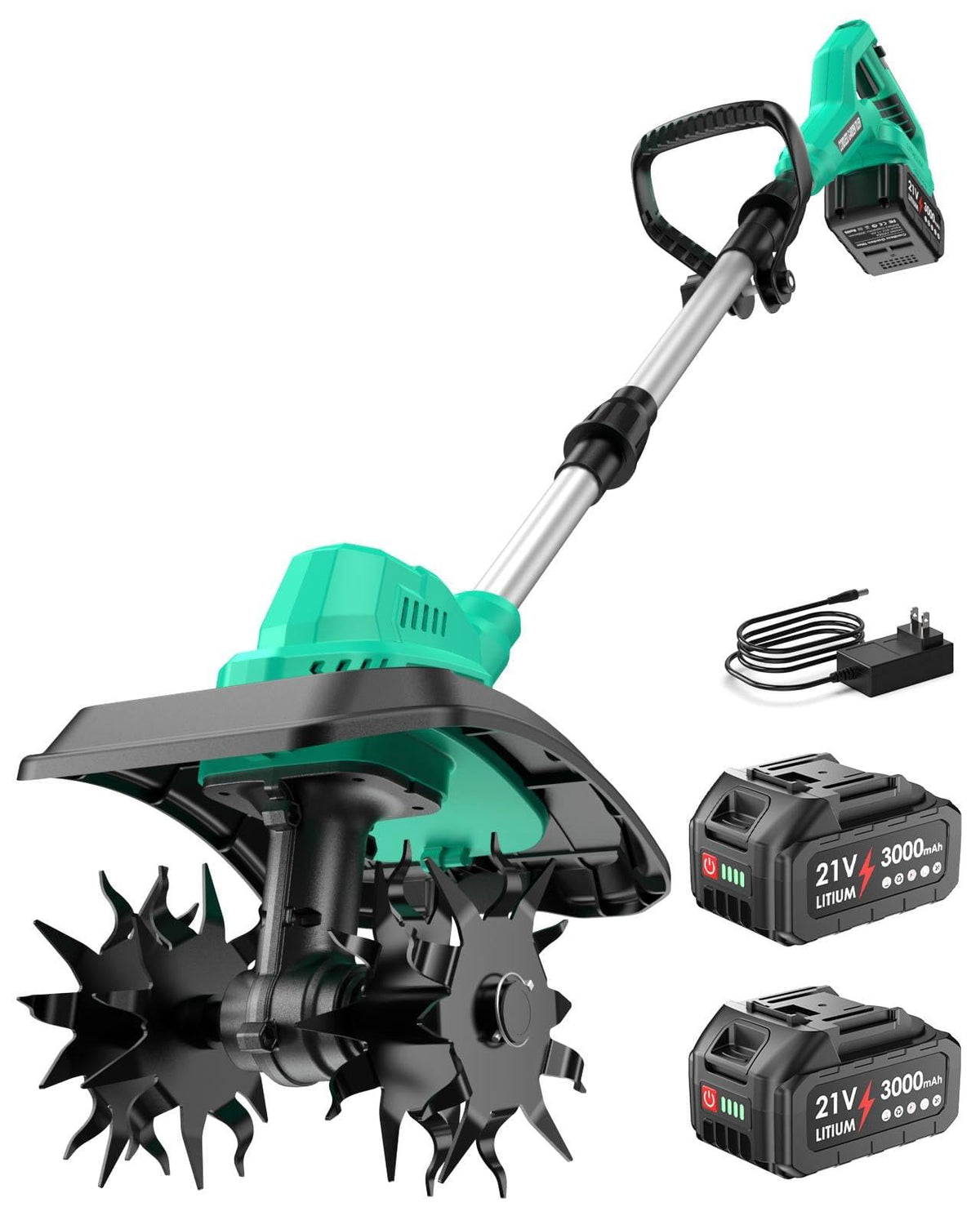 FONXLIT 21V cordless tiller battery life in action for extended gardening sessions