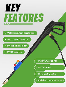 FOOCO nozzle tips four included offer durable high-pressure performance.