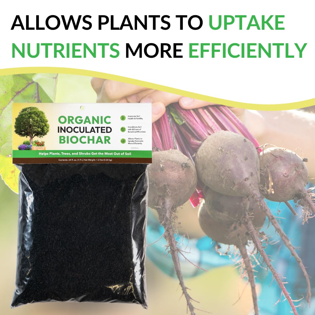 FOOP biochar being mixed with soil in a garden bed