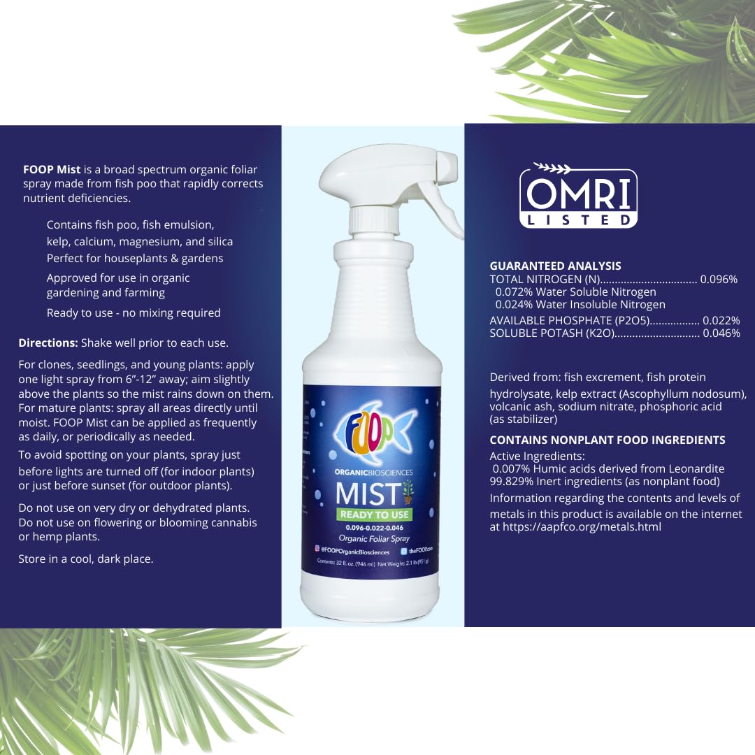 FOOP Mist supports organic farming with convenient foliar nutrition
