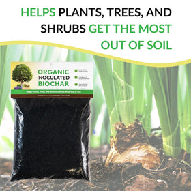 FOOP Organic Inoculated Biochar USA-made label emphasizing quality and safety