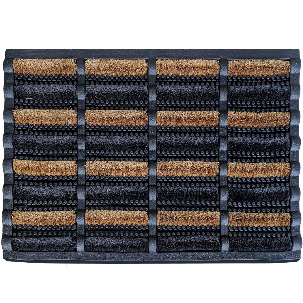 FOOTMATTERS Ninamar mud scrubber tray with coir bristles cleans dirt efficiently