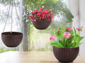Foraineam four-pack hanging planters suitable for multiple spaces and setups.