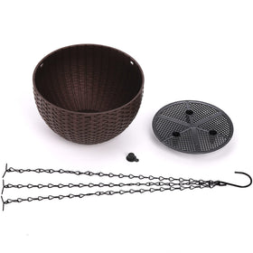 Foraineam elegant hanging planter on balcony ready for flowers or faux plants.