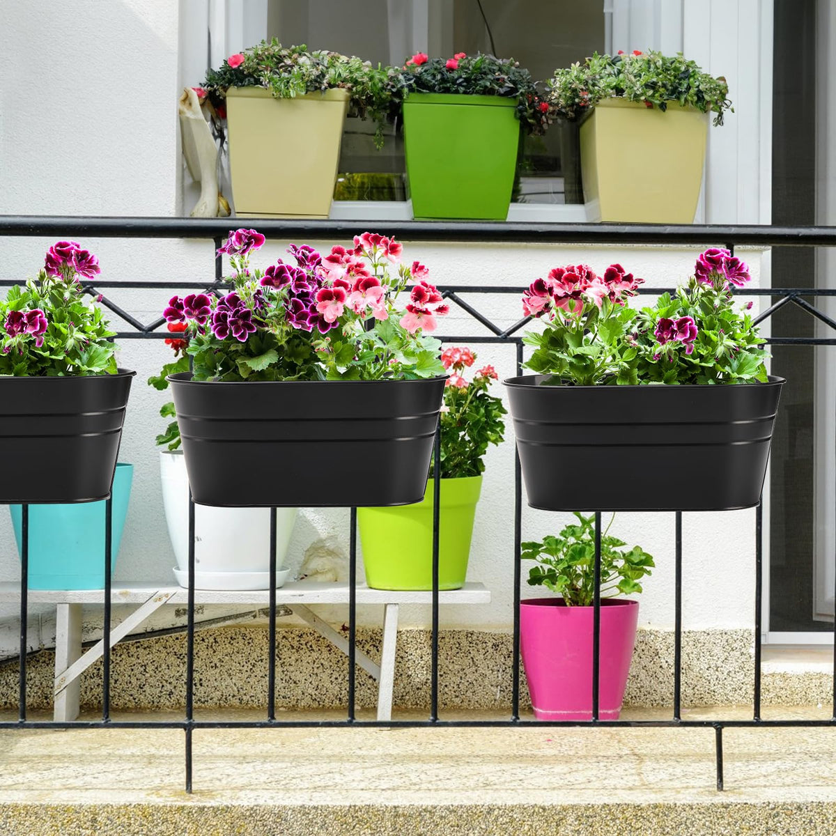 Foraineam balcony-friendly planters fit a variety of blooms and greens.