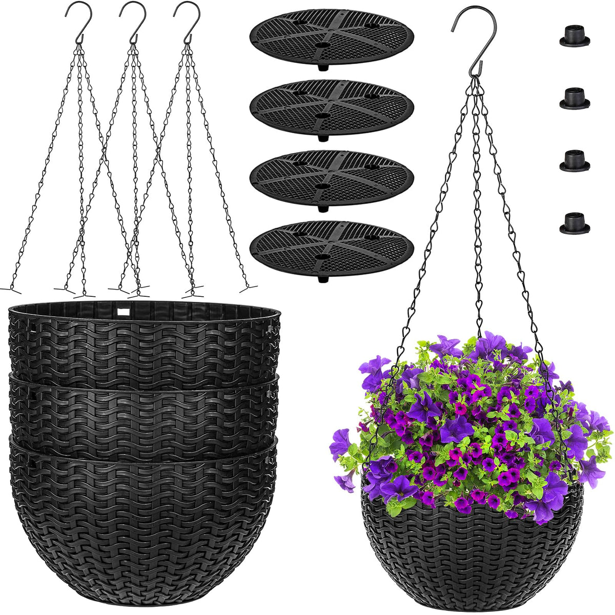 Foraineam woven rattan texture planter adds stylish outdoor balcony display.
