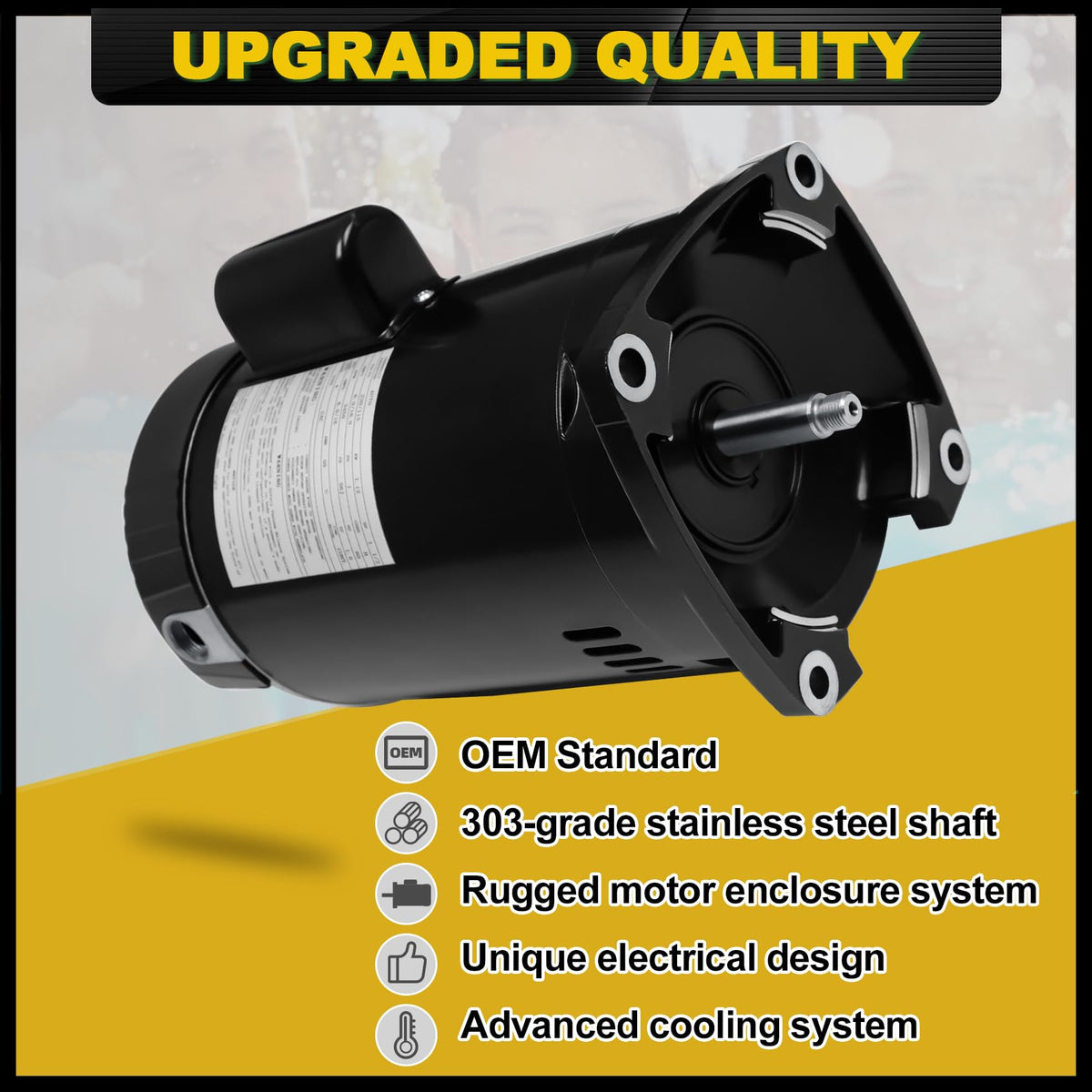 FOREBEN 1.5 HP stainless shaft close-up, corrosion-resistant construction.