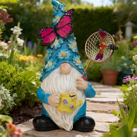 Foreby bright LED flowers add subtle illumination to garden.