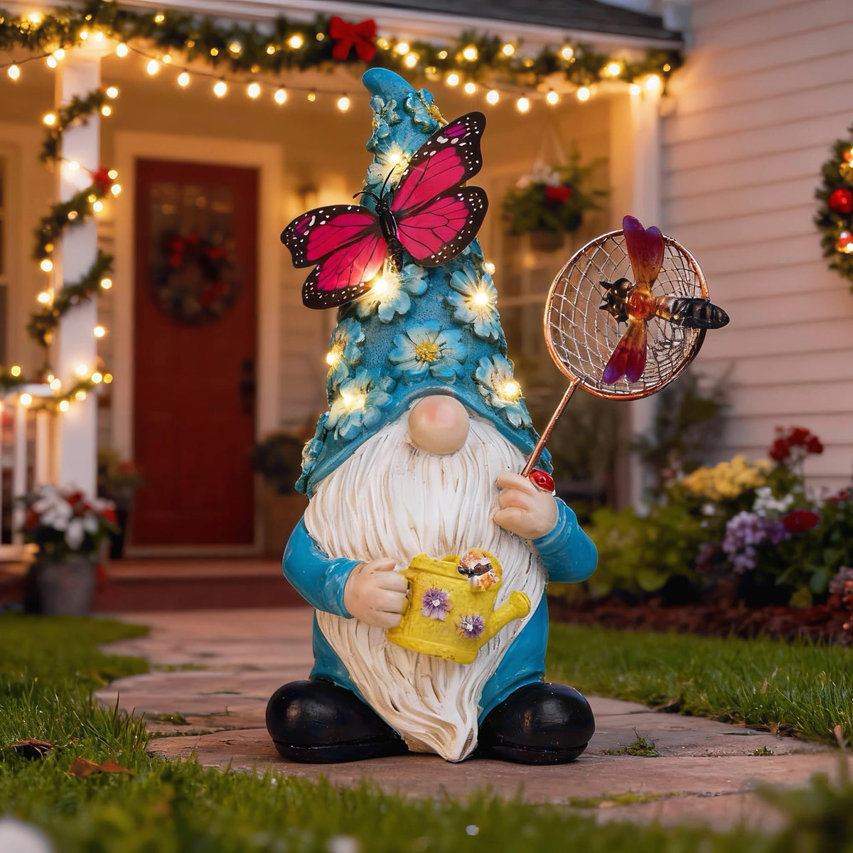 Foreby gnome dimensions 4-4-10-3 inches for easy placement.