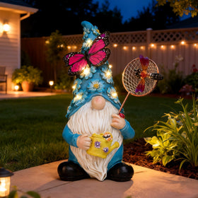 Foreby resin blue gnome statue designed for durable outdoor use.