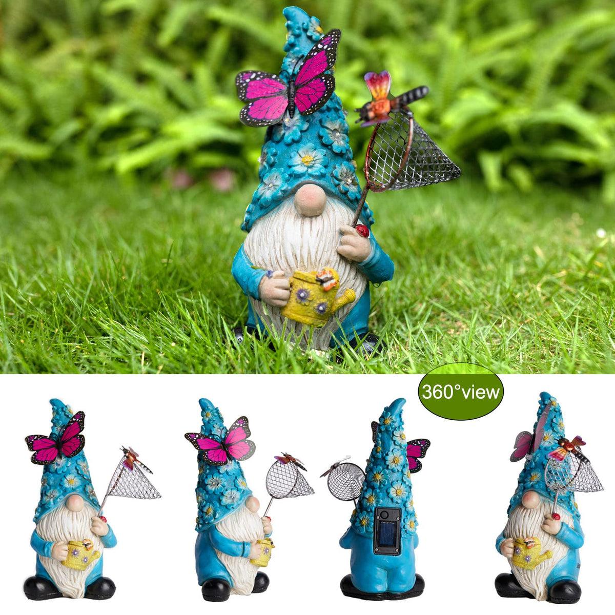 Foreby solar powered gnome lights after daylight for night garden ambience.