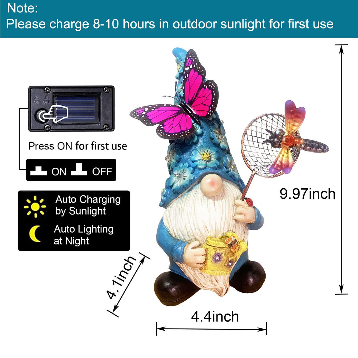 Foreby waterproof resin gnome statue built to withstand outdoor weather.