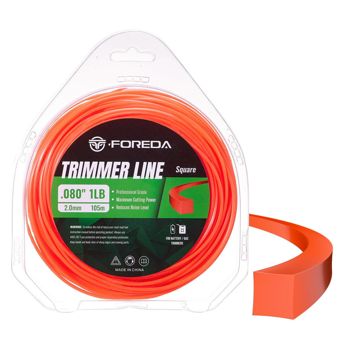 FOREDA weed eater string 080-inch diameter ready for durable edging tasks