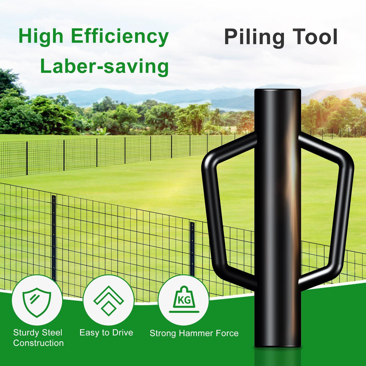 FOREHOGAR 12 lb post pounder powering quick fence installation