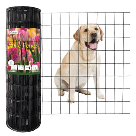 FOREHOGAR black vinyl coated welded wire fence roll ideal for garden borders and deer deterrence