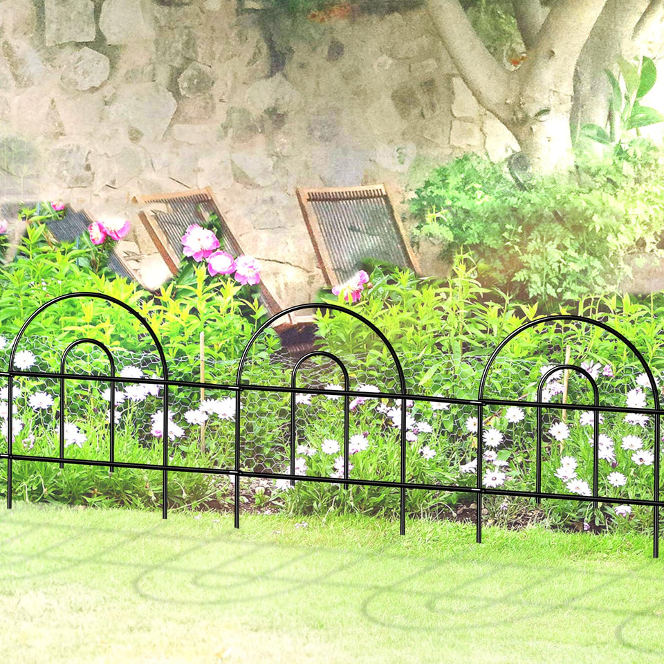 FOREHOGAR decorative black border fence enhances flower beds while protecting plants.