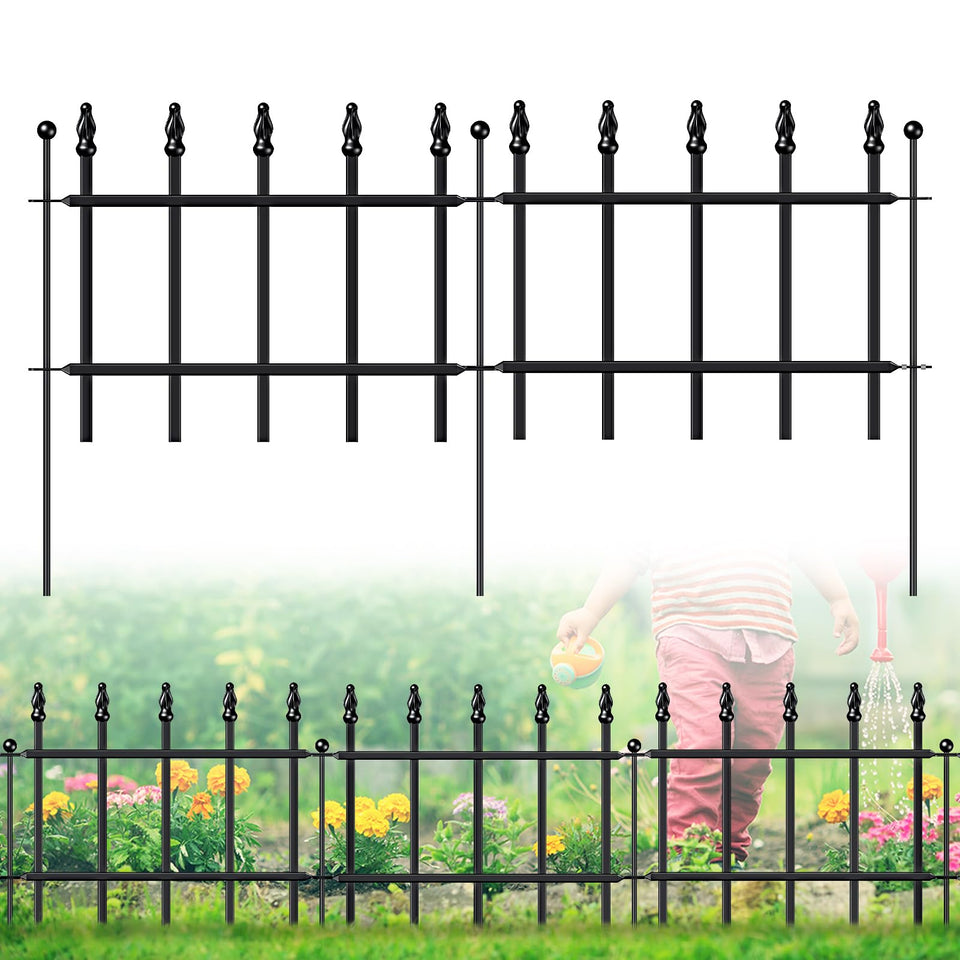 FOREHOGAR decorative metal garden fence, 11-inch height, showing a sturdy welded frame for borders.