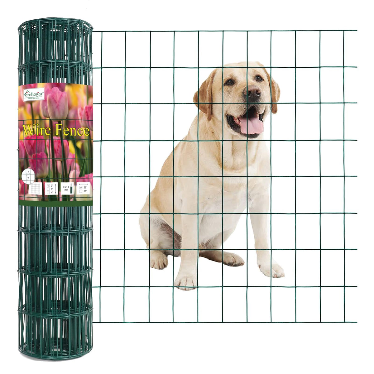 FOREHOGAR green vinyl-coated welded wire fence roll for garden borders