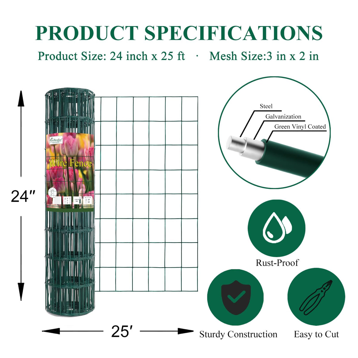 FOREHOGAR green fence roll ready for easy storage and transport