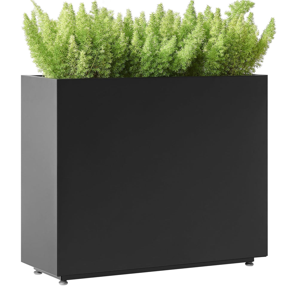 Foresland tall long metal planter with middle shelf for organized planting outdoors.