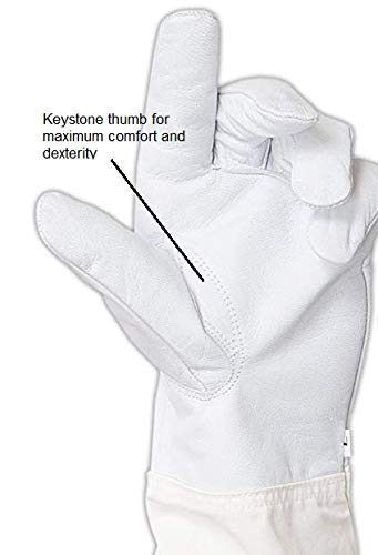 FOREST BEEKEEPING SUPPLY elastic cuff design keeps gloves secure during frame handling.