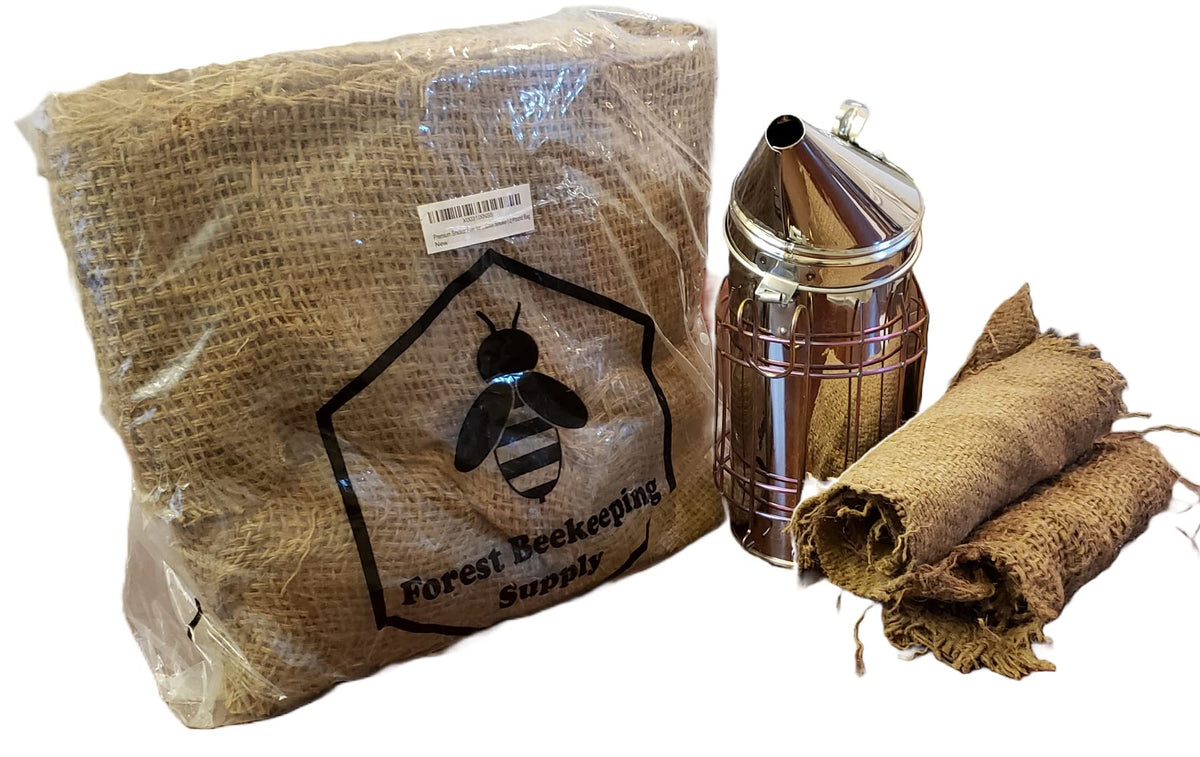 FOREST BEEKEEPING SUPPLY jute burlap smoker fuel creates cool smoke for gentler bee interactions.