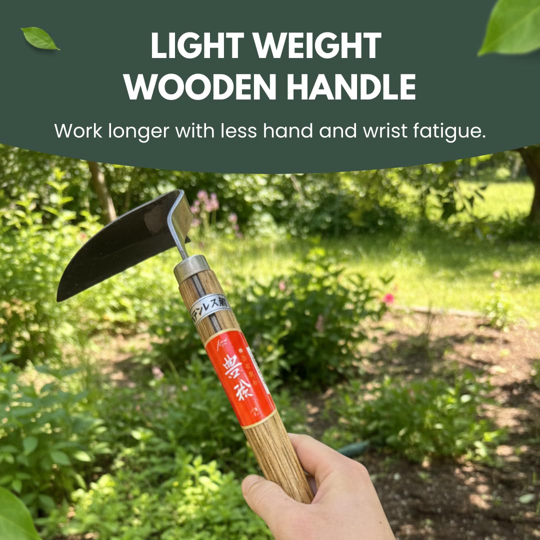 Forest Originals Hounen Miyawaki Nejiri Kama Weeder wooden handle for control
