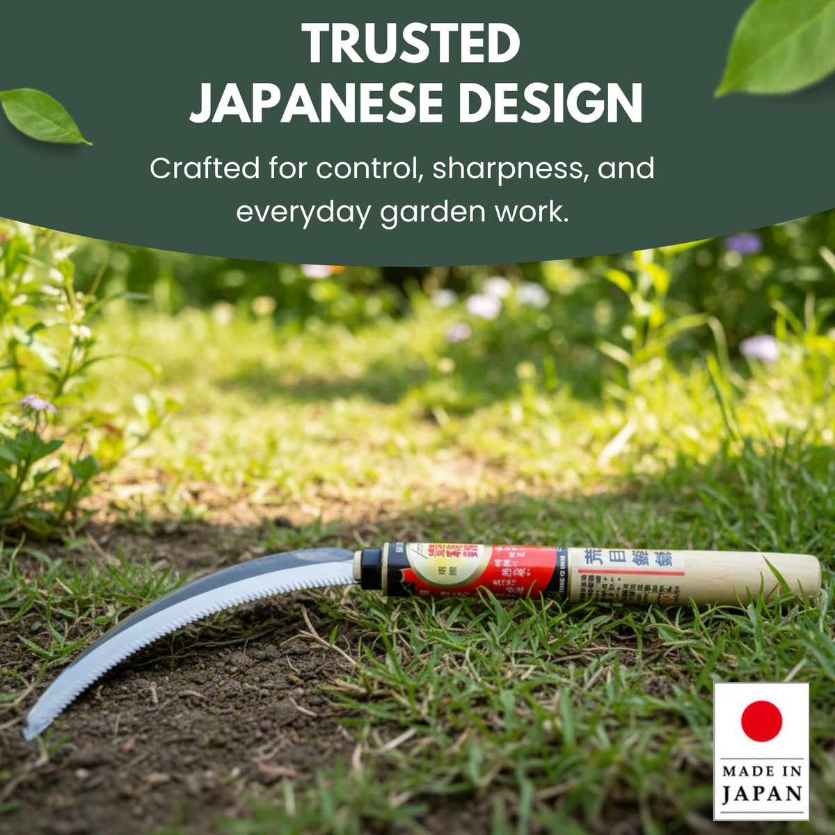 Forest Originals Hounen Miyawaki sickle emphasizing durable wood and craftsmanship