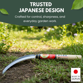 Forest Originals Hounen Miyawaki sickle emphasizing durable wood and craftsmanship