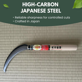 Forest Originals Hounen Miyawaki sickle used in a garden setting