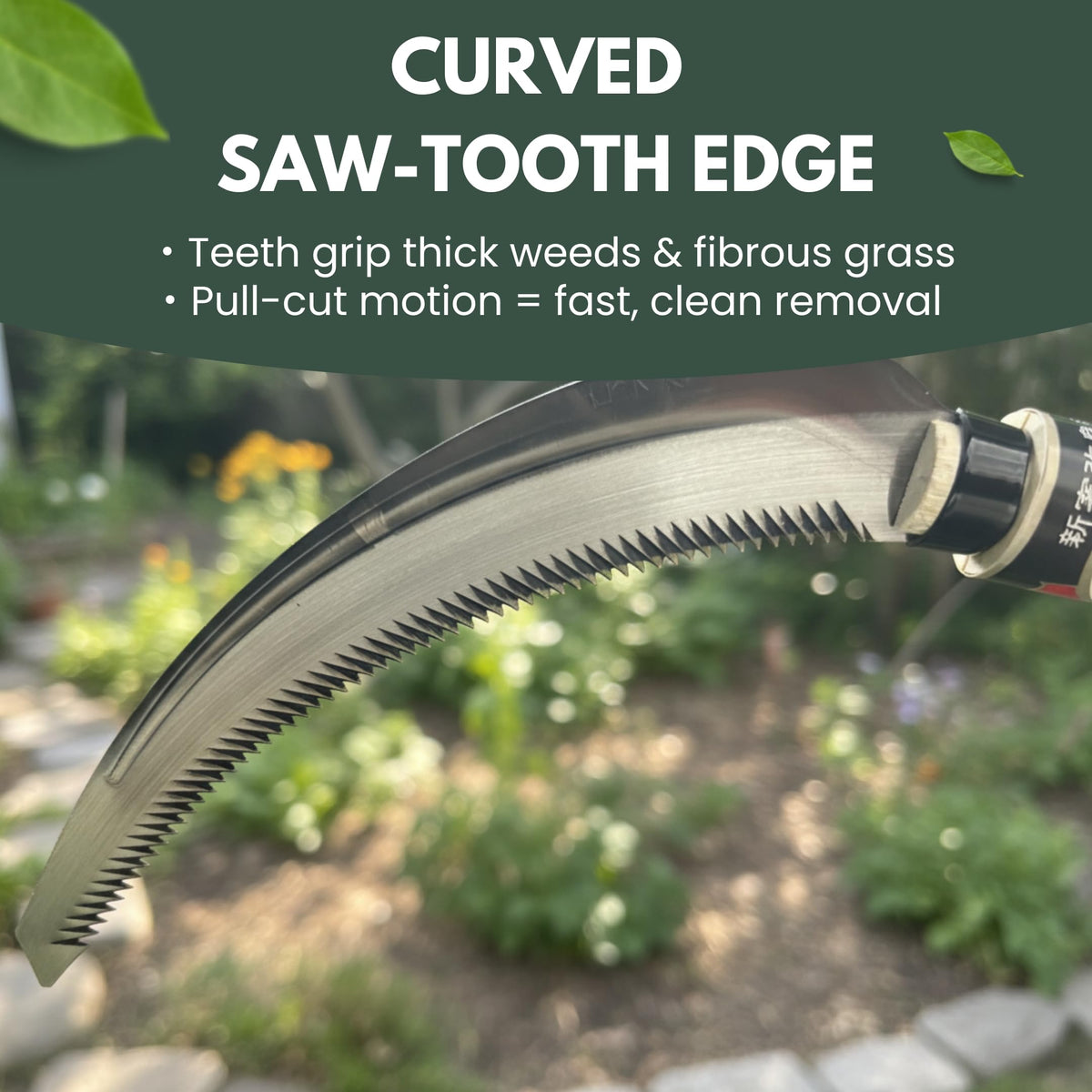 Forest Originals Hounen Miyawaki sickle showing non-twisted blade for precise weeding