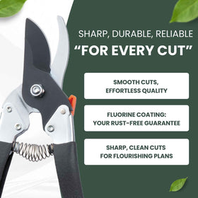 Forest Originals Saboten fluorine-coated blades resist sap buildup for easy cleanup