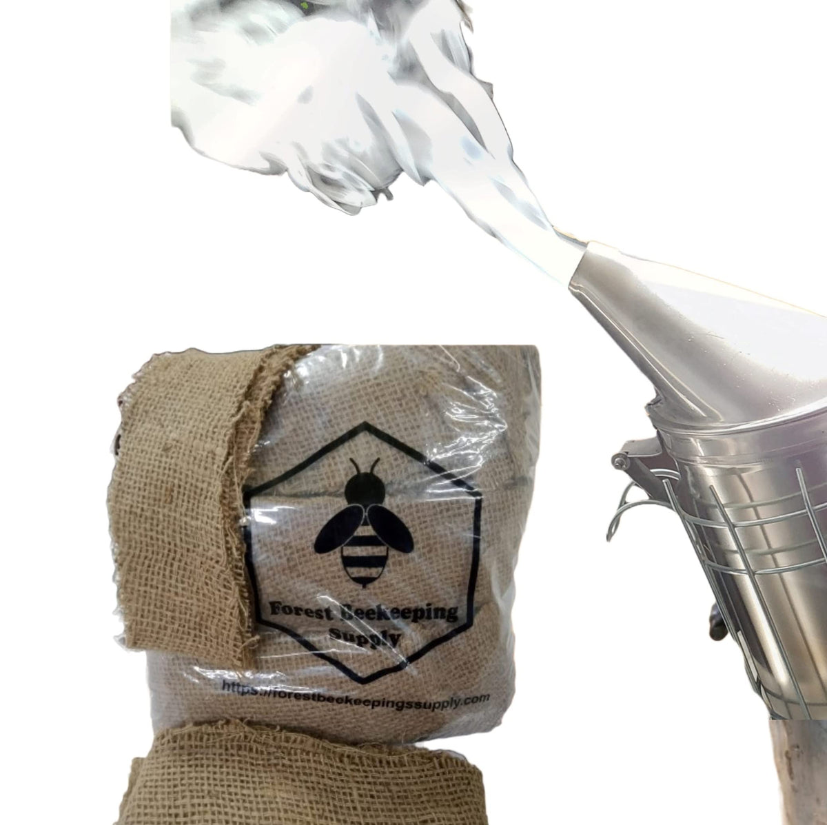 FOREST BEEKEEPING SUPPLY smoker fuel pellets in jute for flexible hive use.