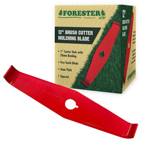 FORESTER 12in mulching blade front view improves visibility in dense vegetation.