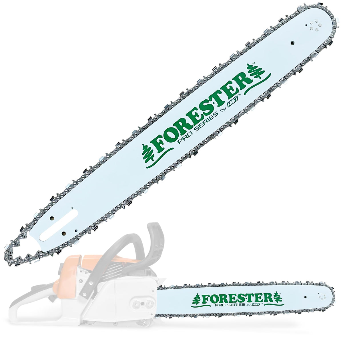 FORESTER 20-inch bar and chain kit for Stihl ready for heavy-duty cutting.
