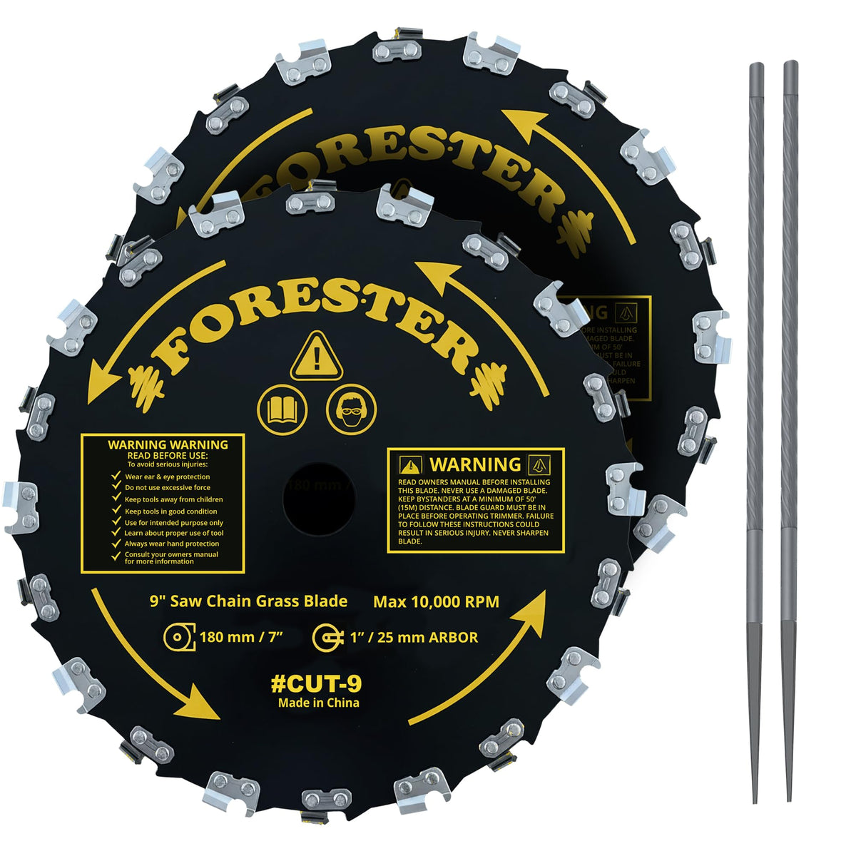 FORESTER 9-inch, 20-tooth brush cutter blade for heavy-duty trimming.
