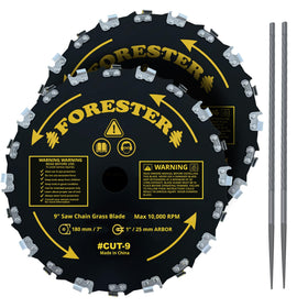 FORESTER 9-inch, 20-tooth brush cutter blade for heavy-duty trimming.