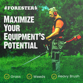 FORESTER head in action cutting dense brush with ease.