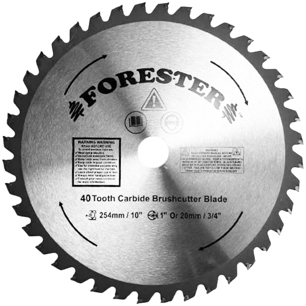 FORESTER carbide tip brush cutter blade 10in 40 teeth ready for tough brush clearing.