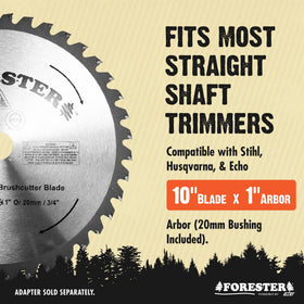 FORESTER carbide tip brush cutter blade front view showing robust 40-teeth design for fast cuts.