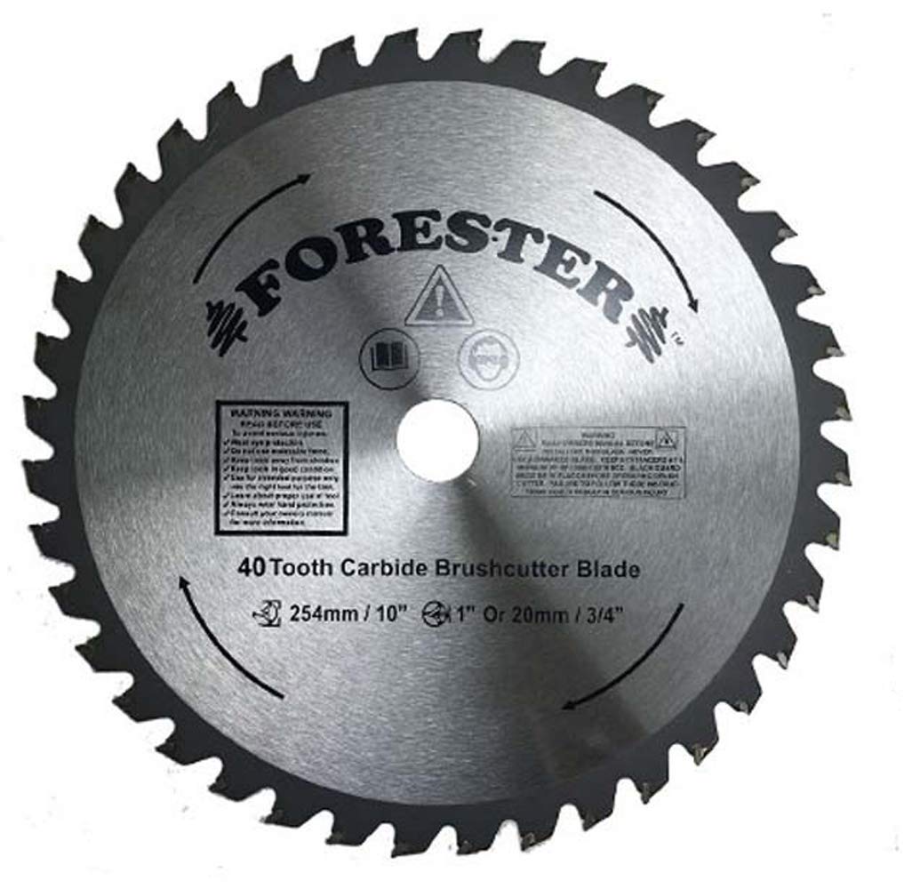 FORESTER carbide tip brush cutter blade in action cutting through thick brush efficiently.