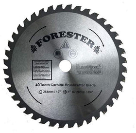 FORESTER carbide tip brush cutter blade in action cutting through thick brush efficiently.