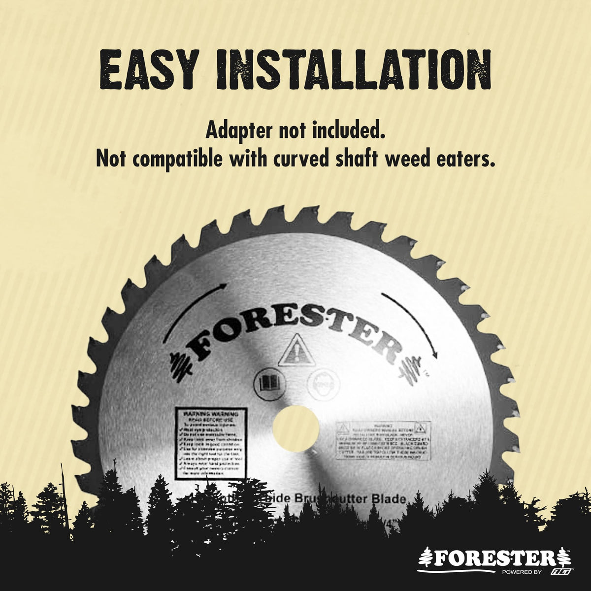 FORESTER carbide tip conversion kit sold separately image implying upgrade compatibility for safe installation.